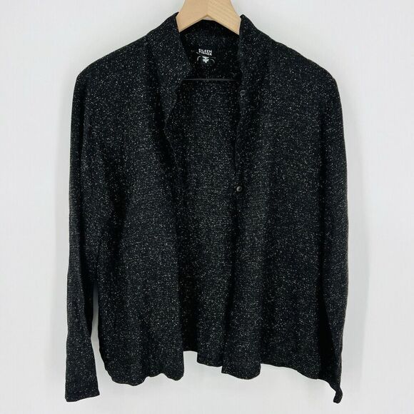 Eileen Fisher Black Silk Blend Button Down Blouse Size Small - Picture 1 of 4